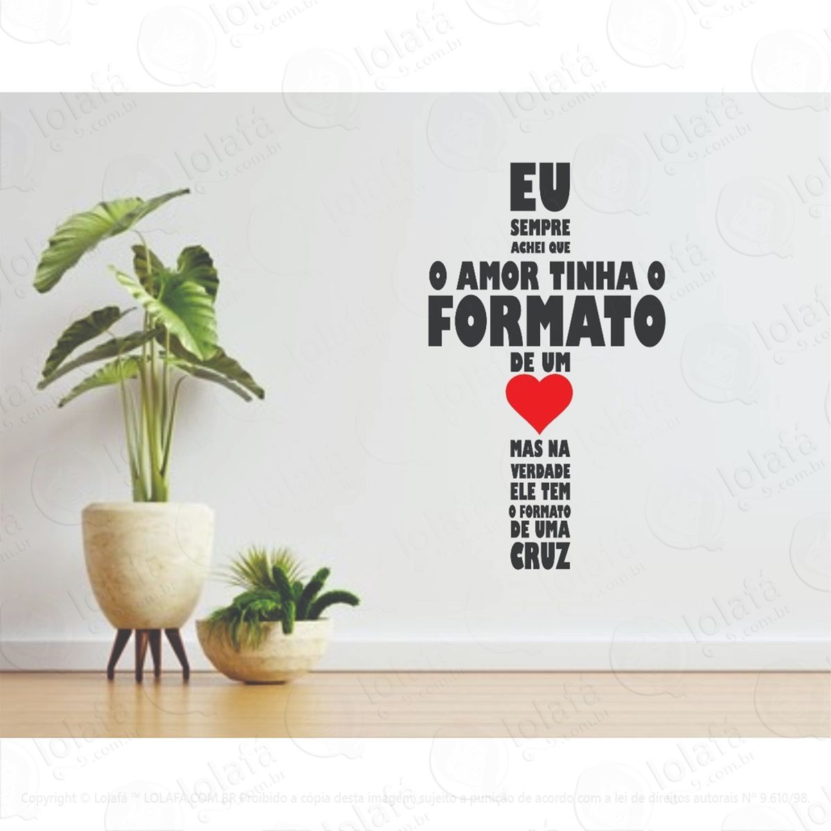 Adesivos Decorativos Frases Pensamentos Eu Amo, Coração Mod:1310