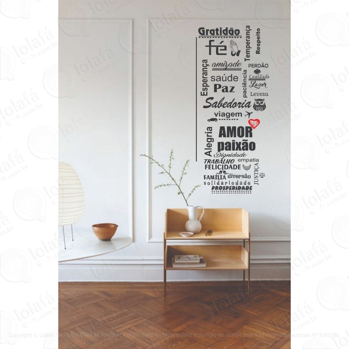Adesivo Decorativo Frase Gratidão Fé Amizade Mod:1321