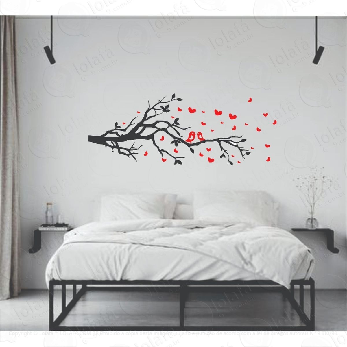 Adesivo De Parede Galho Pássaros Árvore Flor Decor Mod:1324