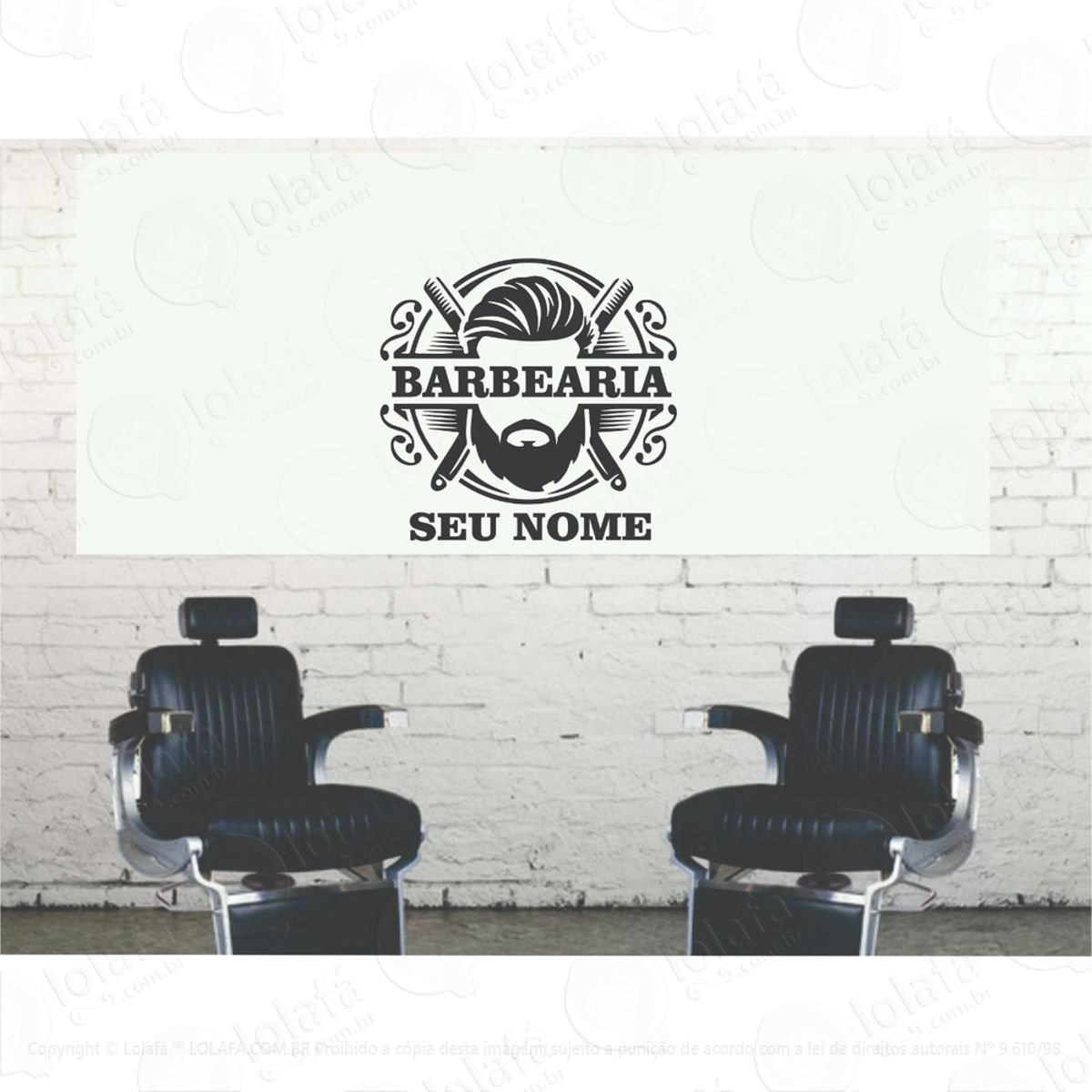 Adesivo Barbearia Barbeiro Salão Porta Vidro Parede Mod:1335