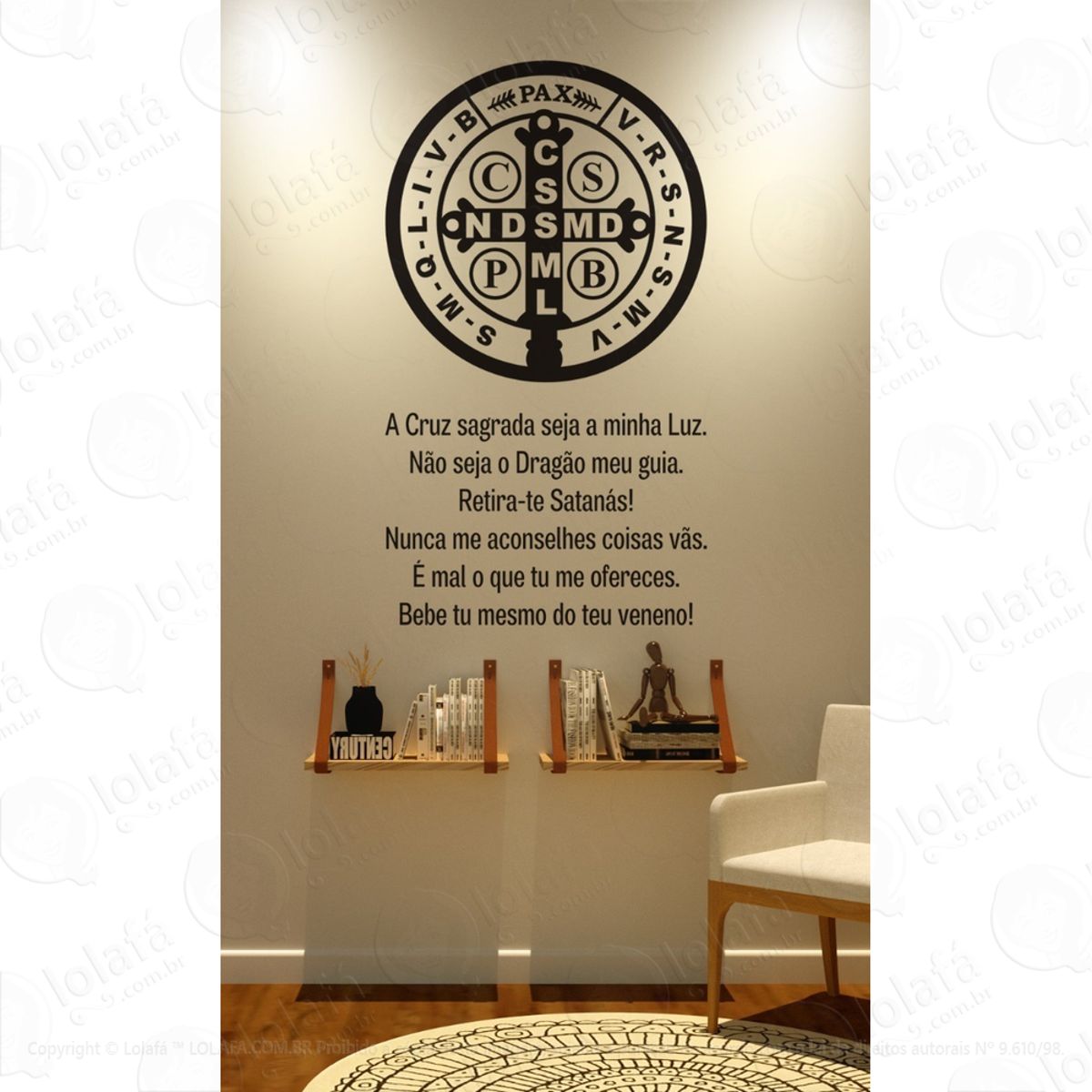 Adesivo Decorativo Parede Católico Oração São Bento Mod:1351