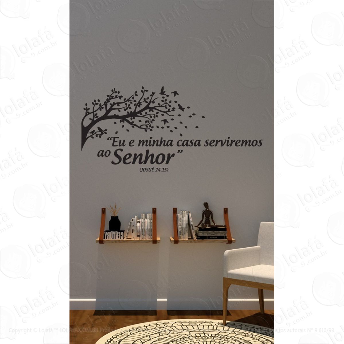 Adesivo Decorativo Parede Eu E Minha Serviremos Ao Senhor Mod:1361
