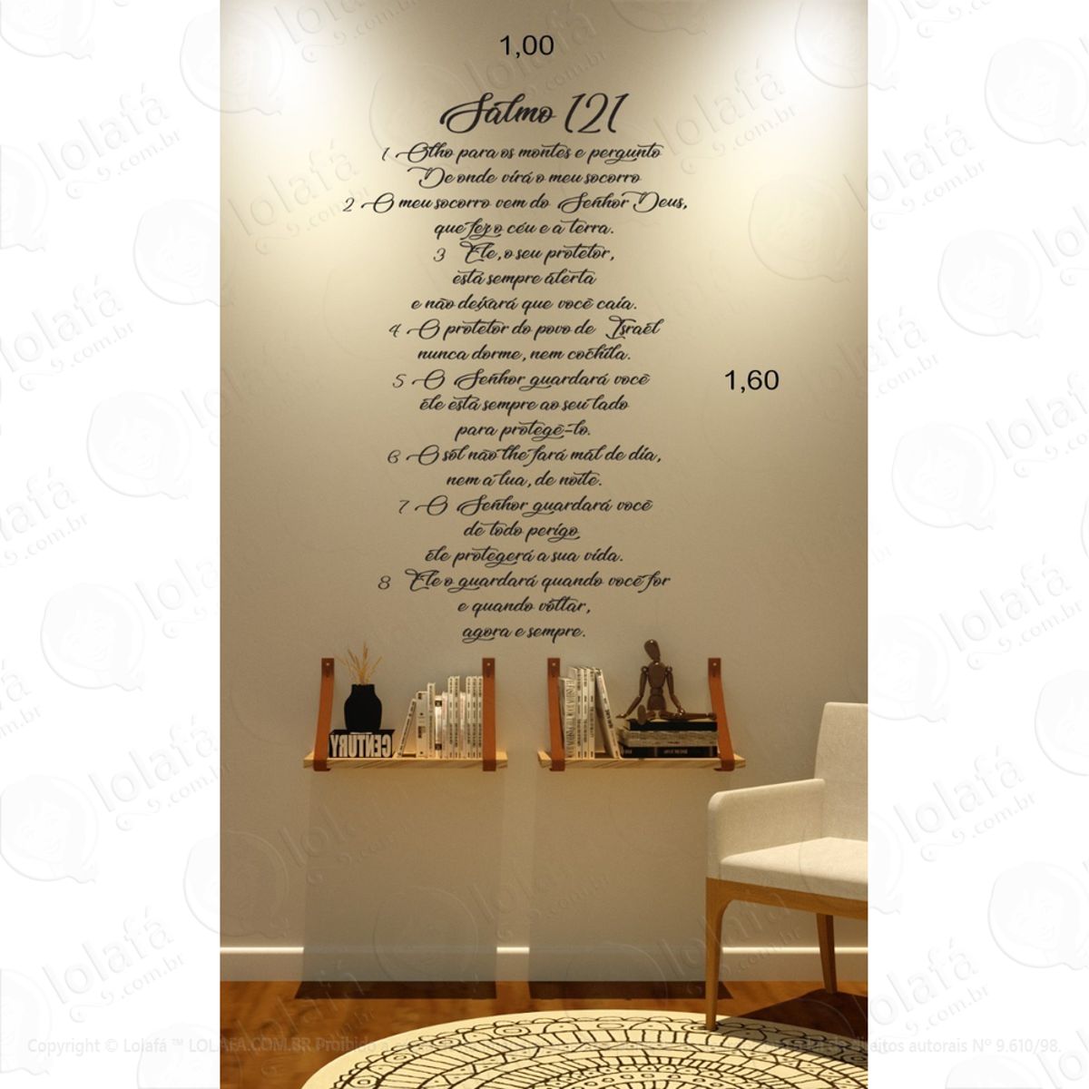 Adesivo Decorativo Parede (salmo 121) Mod:1369