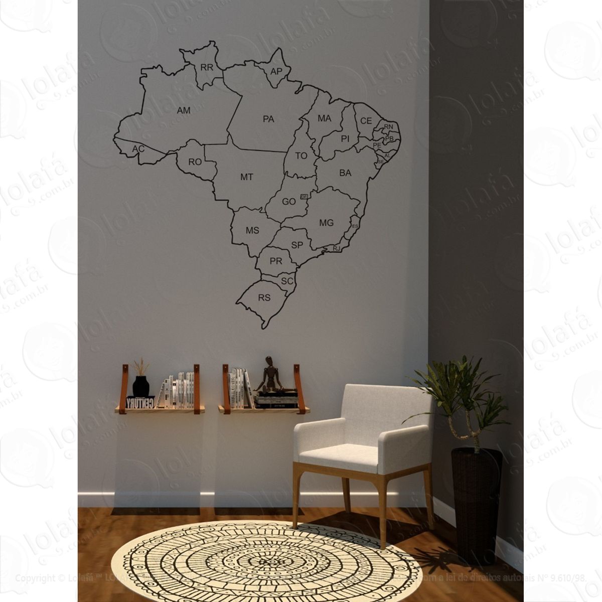 Adesivo De Parede Mapa Do Brasil Mod:1375