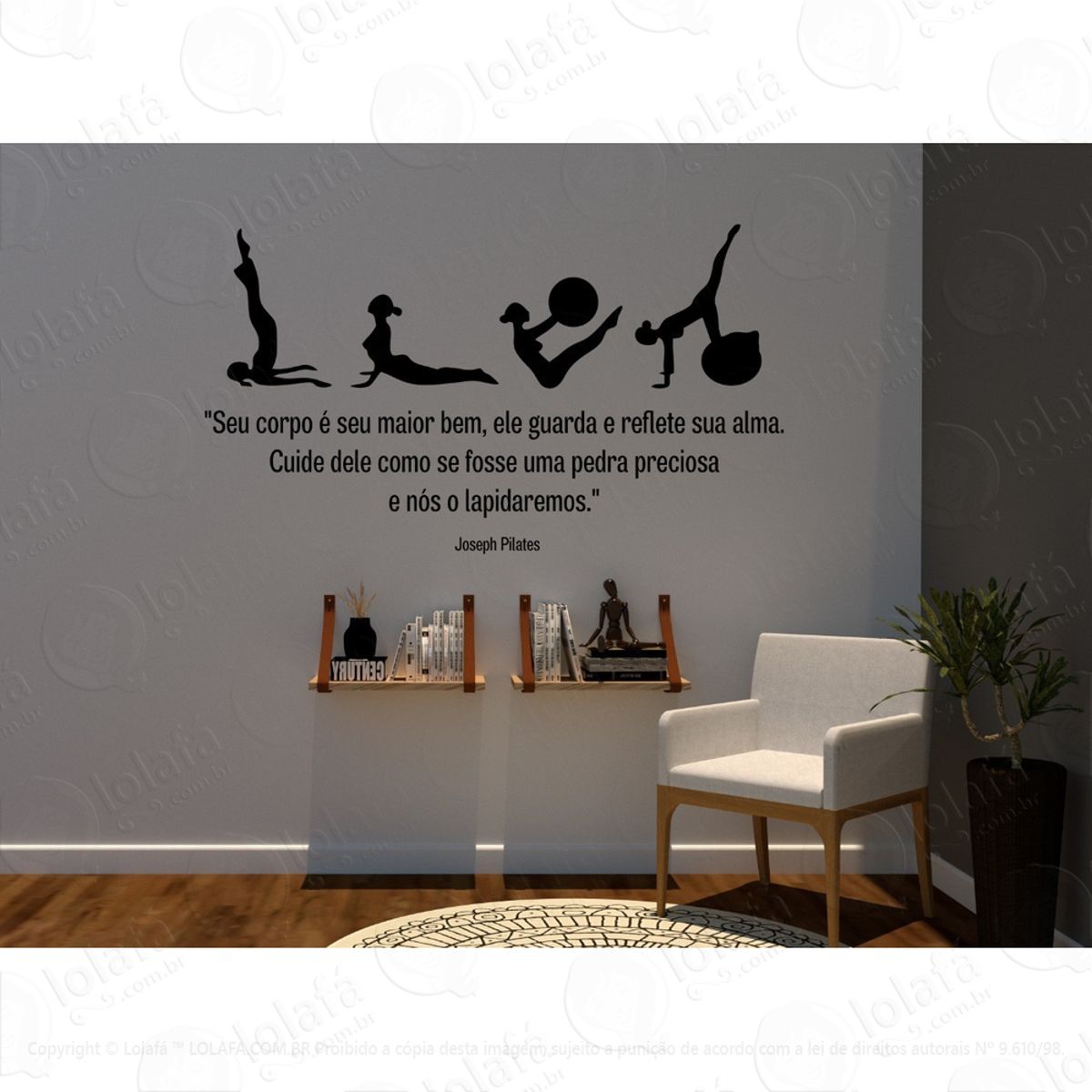 Adesivo Decorativo Para Paredes Frase Pilates Mod:1377