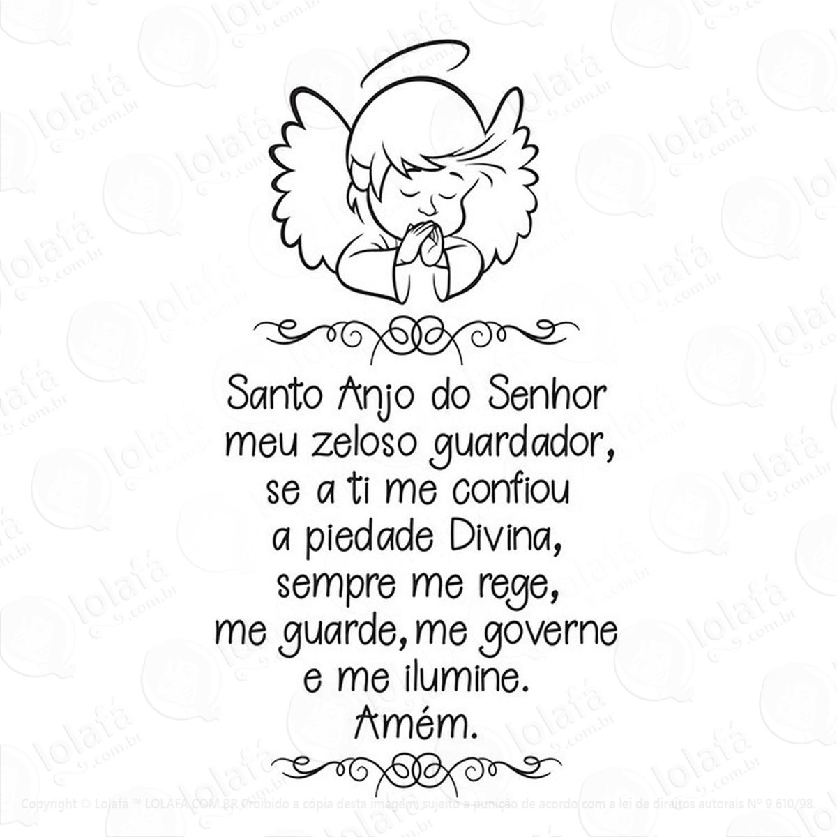 Adesivo Para Parede Infantil Santo Anjo Do Senhor Mod:1395