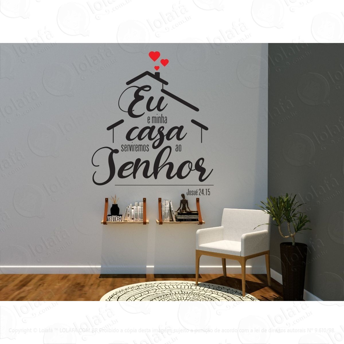 Adesivo Parede Eu E Minha Casa Serviremos Ao Senhor Mod:1398