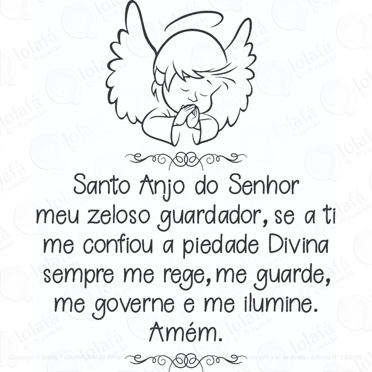 Adesivo Para Parede Infantil Santo Anjo Do Senhor Mod:1399