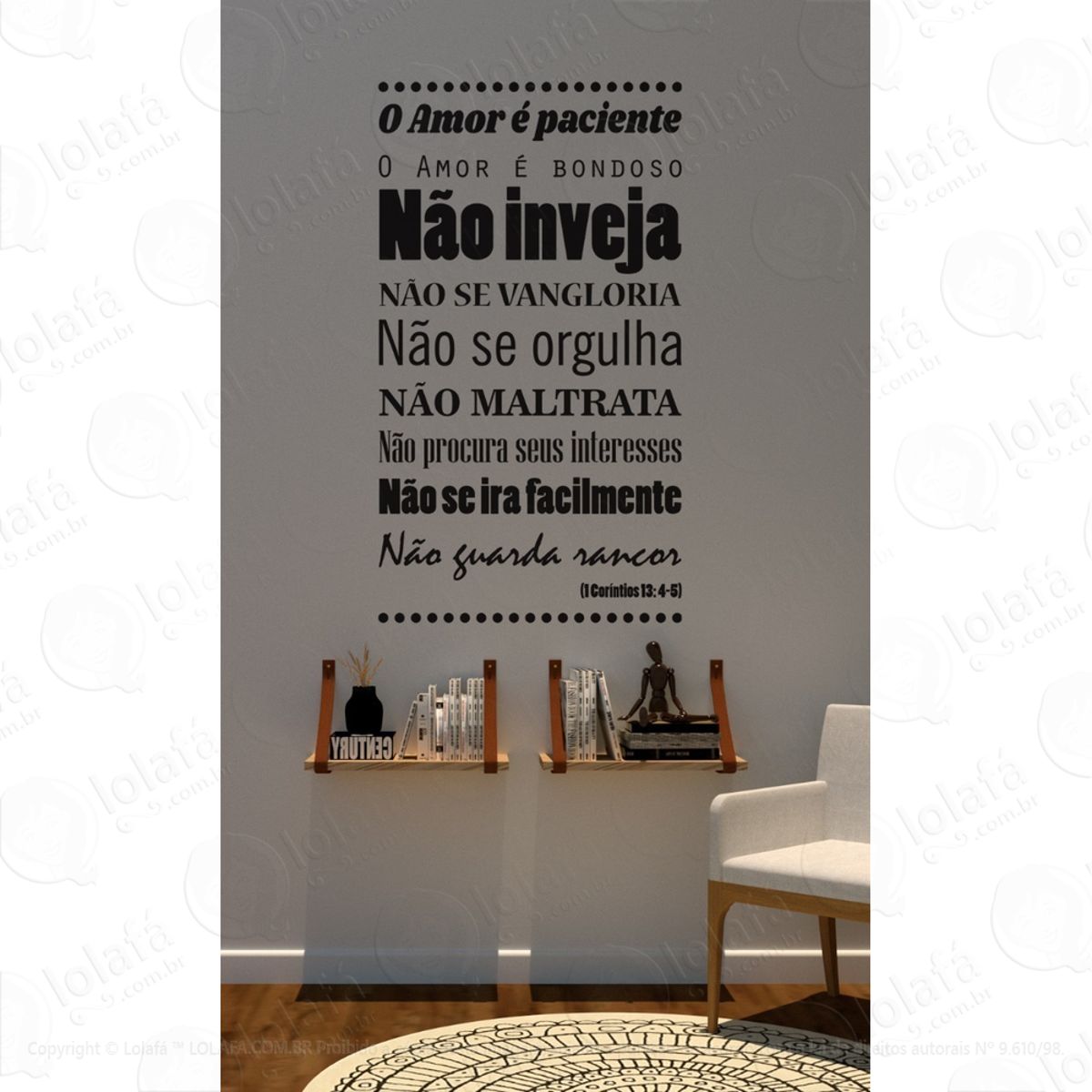 Adesivo Decorativo Para Porta Versículo Bíblico Coríntios 13 Mod:1417
