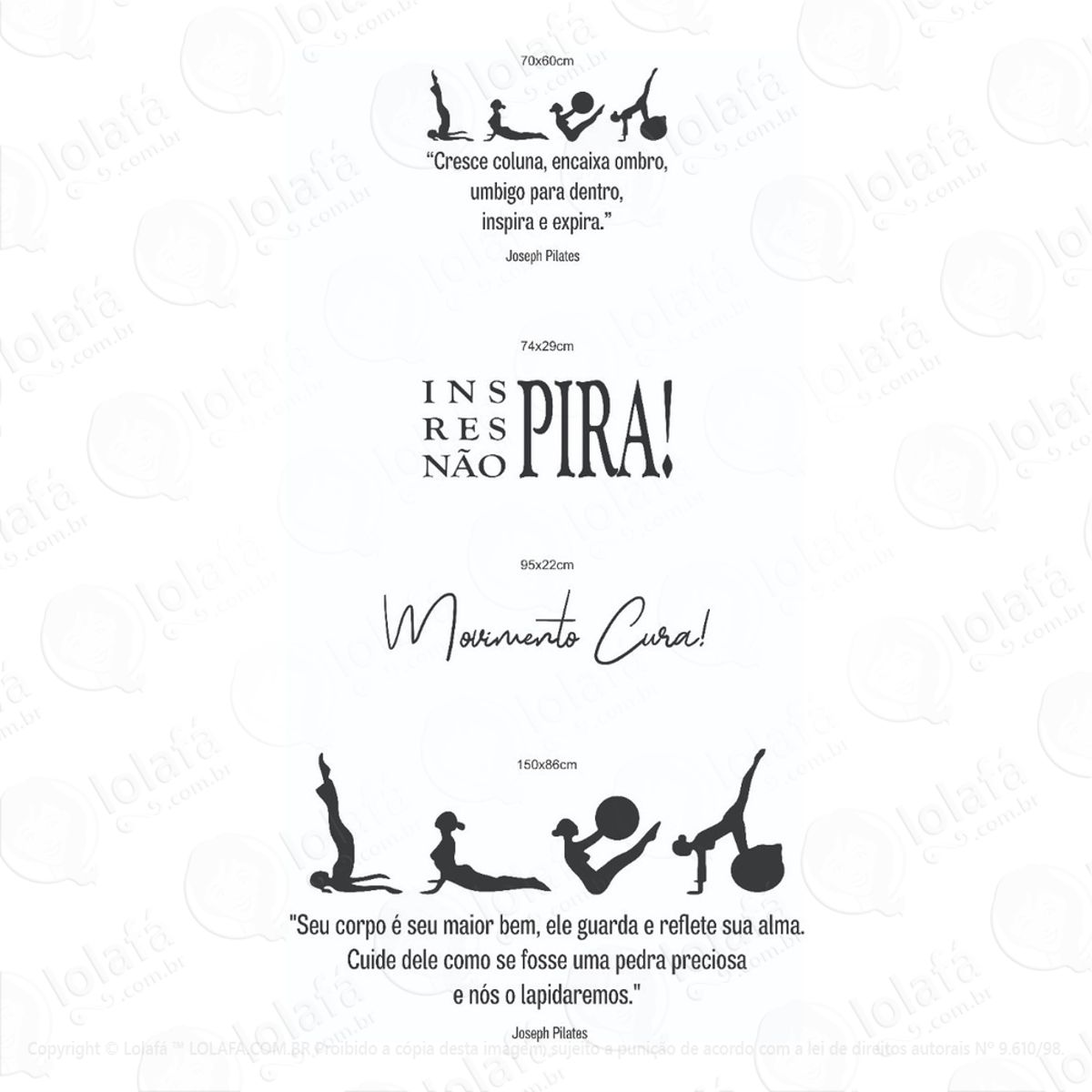 Kit 4 Adesivos Decorativos De Paredes Para Pilates Mod:1445