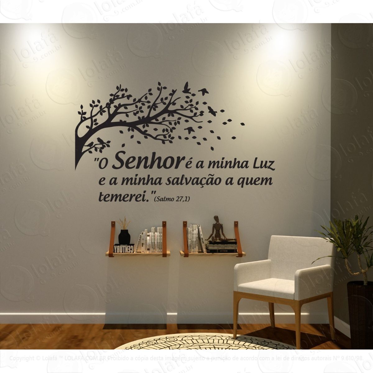 Adesivo De Parede Versículo O Senhor É A Minha Luz Mod:1451