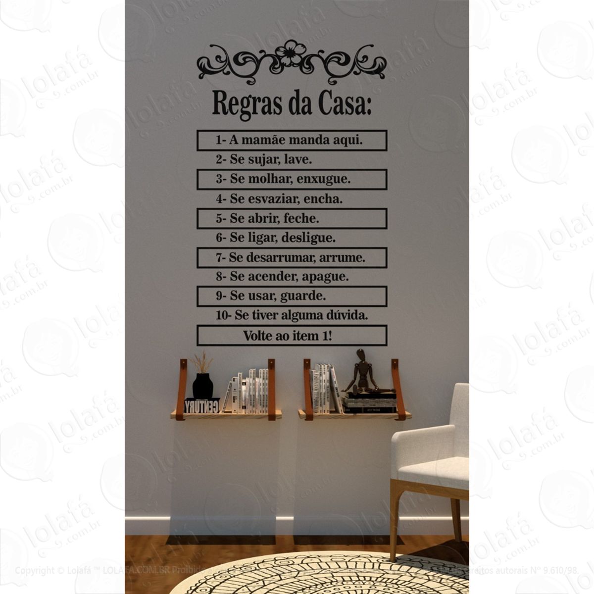 Adesivo Decorativo Para Portas Regras Da Casa Mod:1462