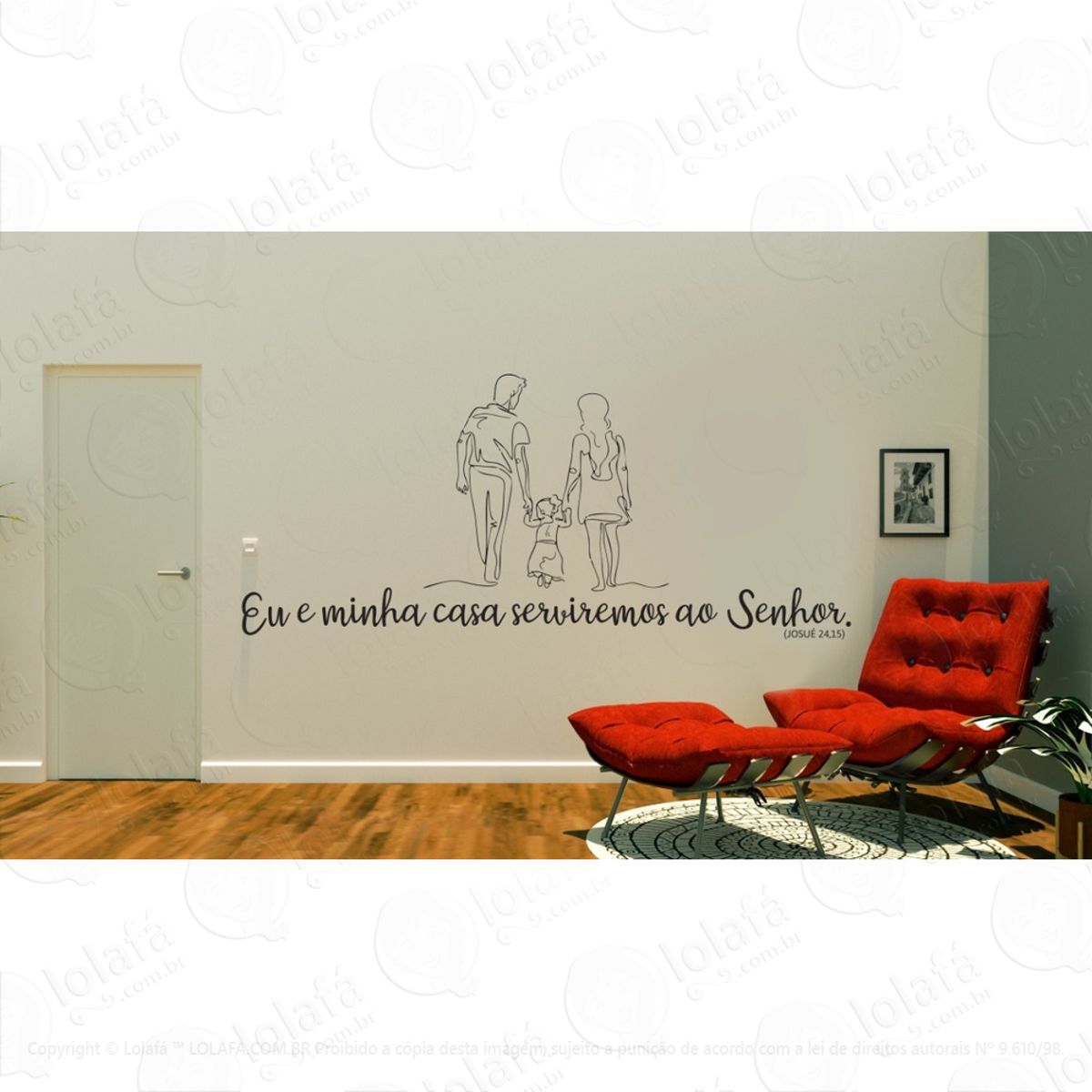 Adesivo De Parede Eu E Minha Casa Serviremos Mod:1467