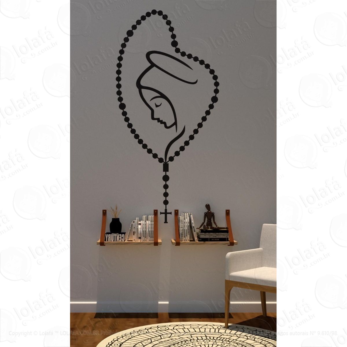 Adesivo Decorativo Para Portas Nossa Senhora Terço Mod:1473