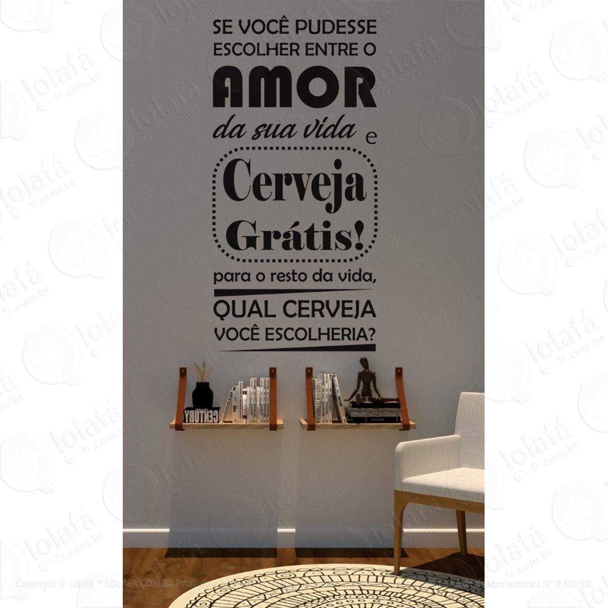 Adesivo Decorativo Frases De Parede Cerveja Grátis Mod:1485