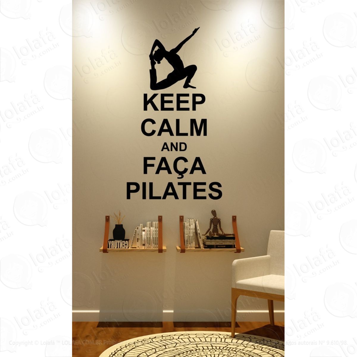 Adesivo Parede Pilates Keep Calm Faça Pilates Mod:1513