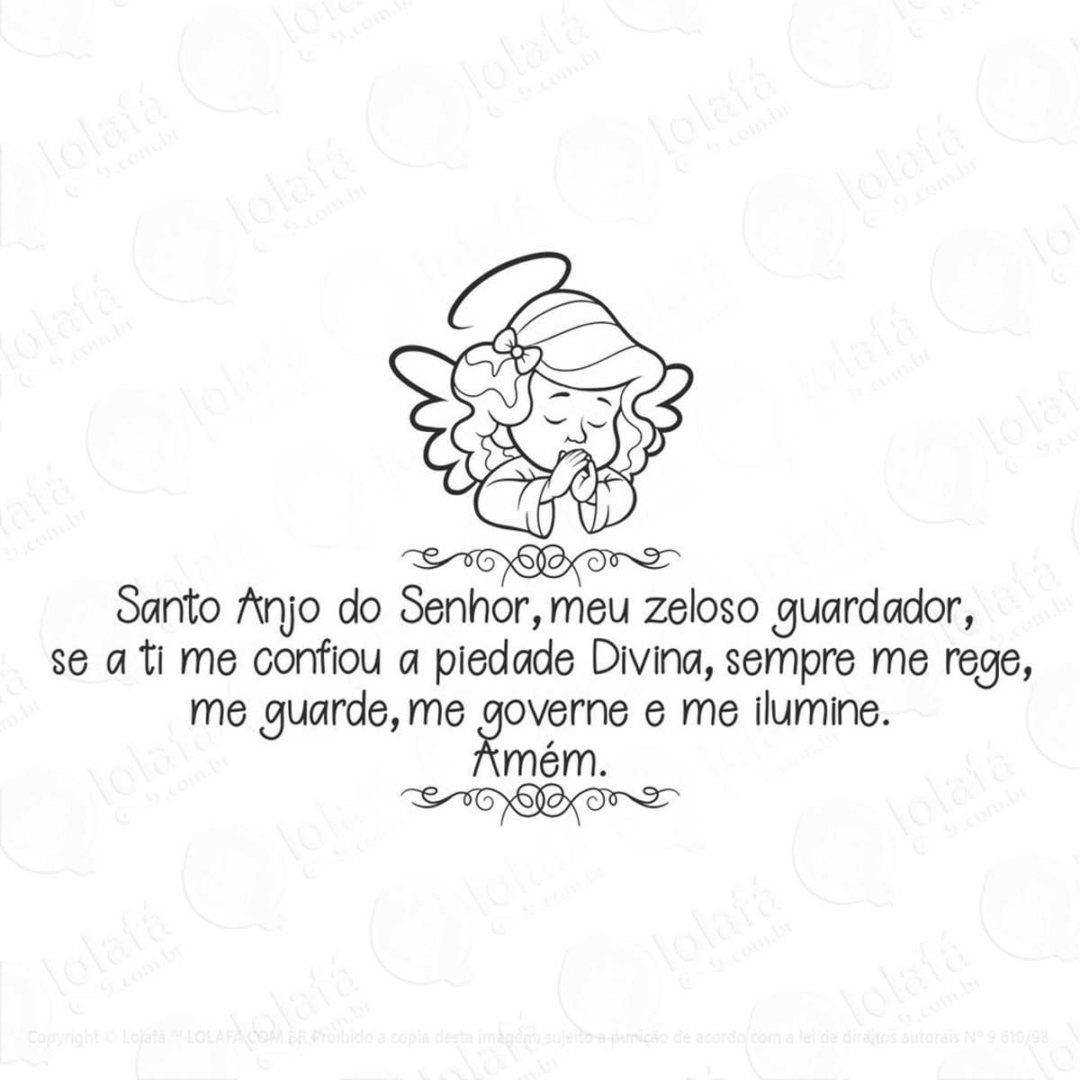 Adesivo Parede Oração Santo Anjo Menina Mod:1520