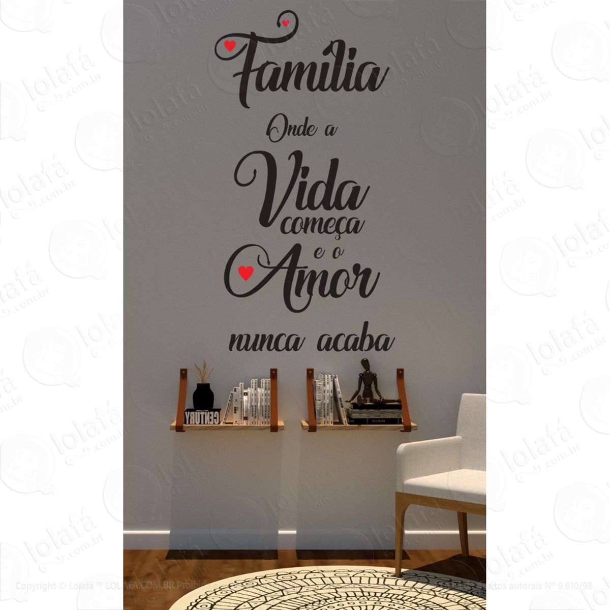 Adesivo Decorativo Parede Frases Para Família Mod:1533