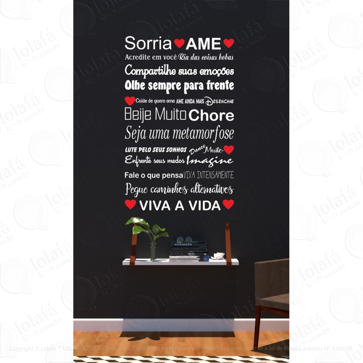 Adesivo Decorativo Parede Sorria Ame Acredite Mod:1574