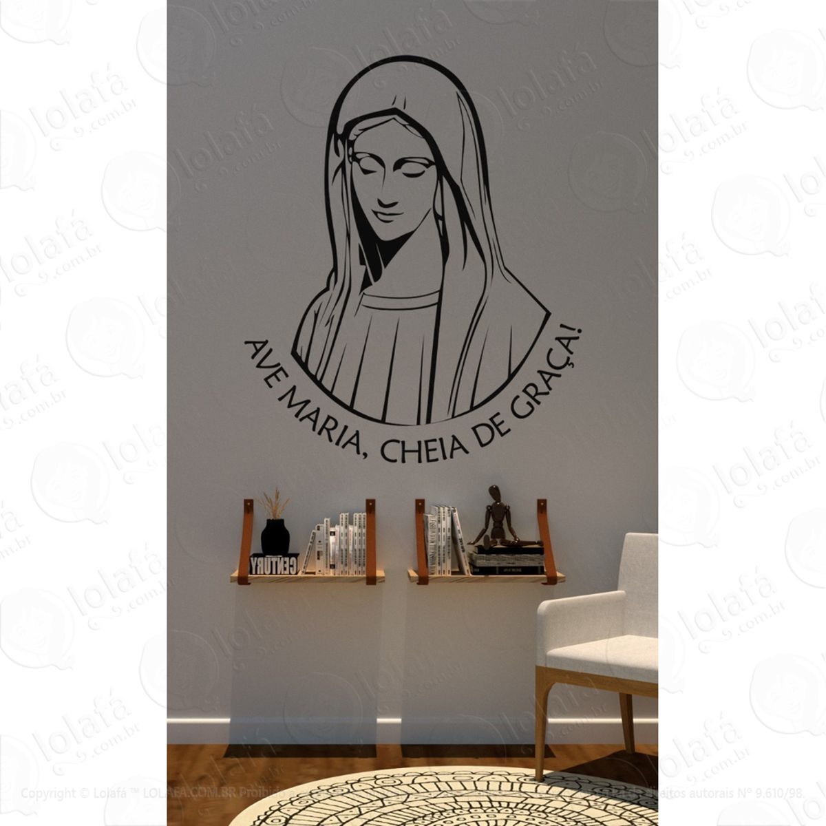 Adesivo Para Parede Ave Maria Cheia De Graça Mod:1581