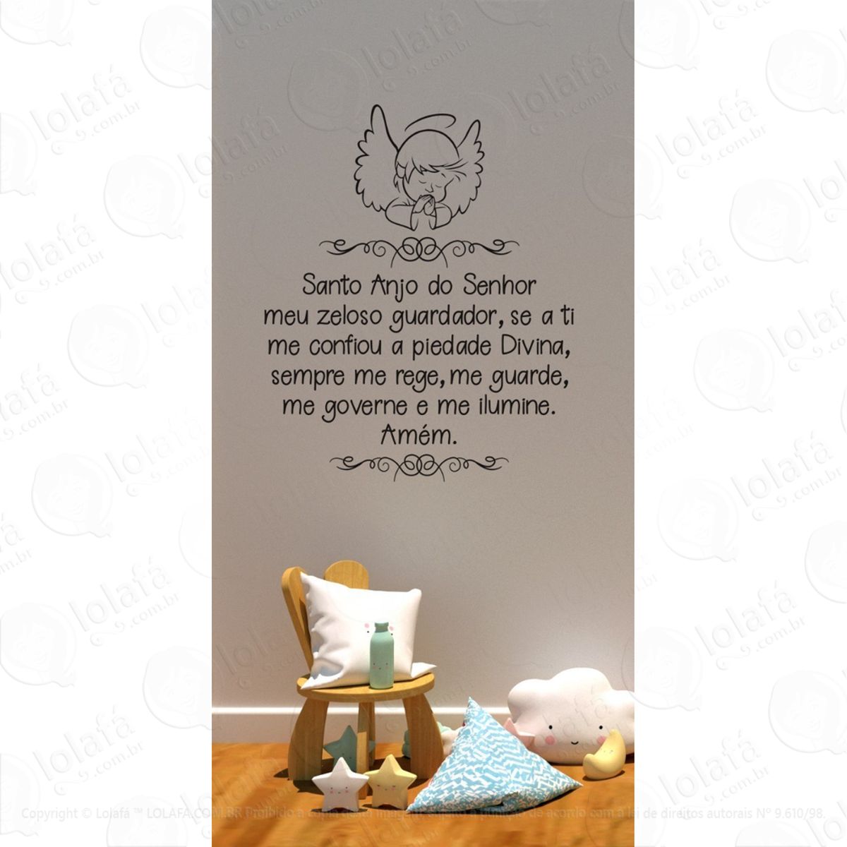 Adesivo Para Parede Infantil Santo Anjo Do Senhor Mod:1596