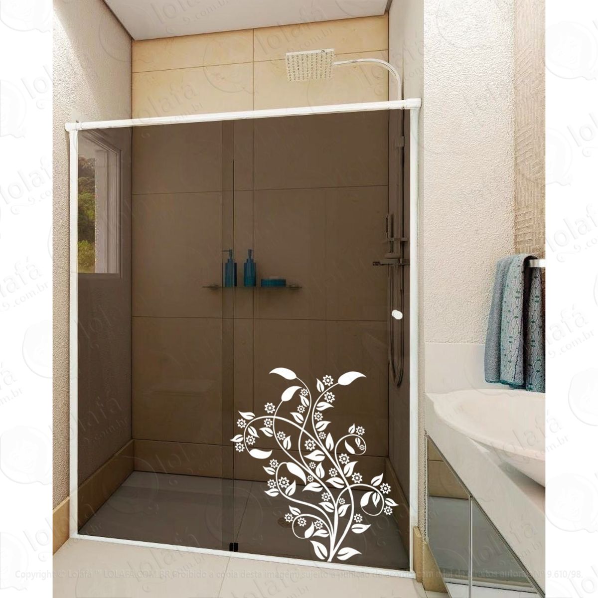 Adesivo Floral Para Banheiro Box Blindex Mod:1606