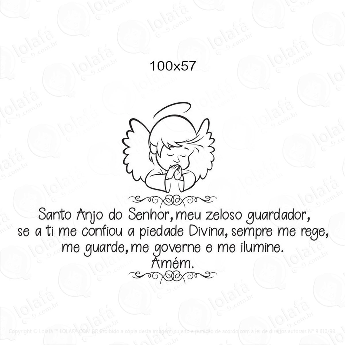 Adesivo De Parede Quarto Bebê Oração Santo Anjo Mod:1627