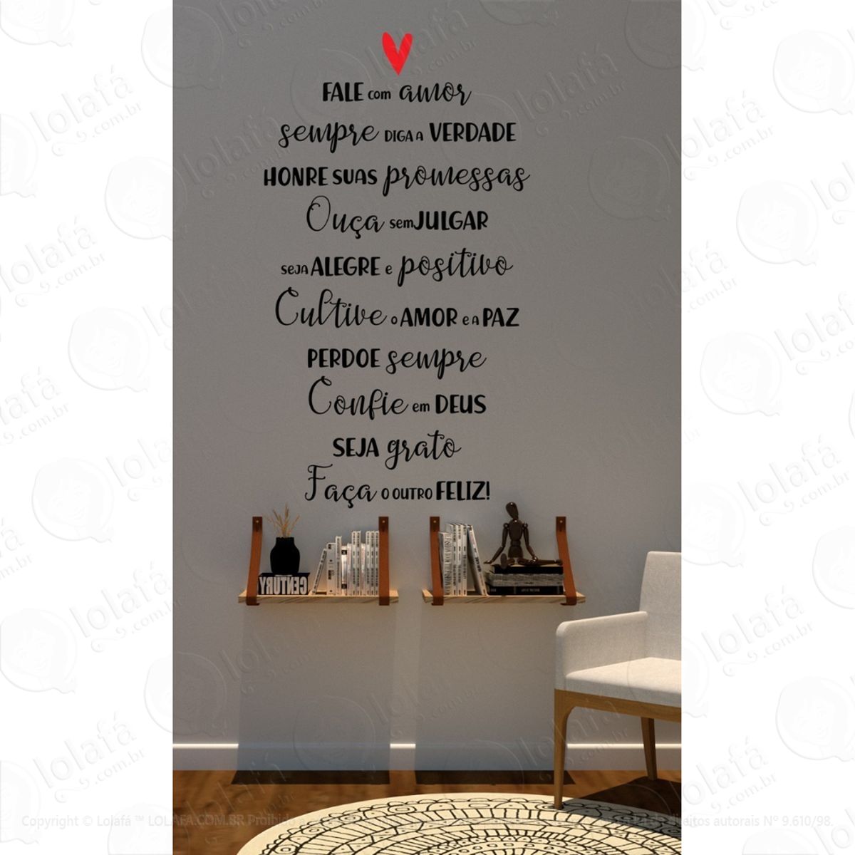 Adesivo Frases Decorativas De Parede Fale Com Amor Mod:1628