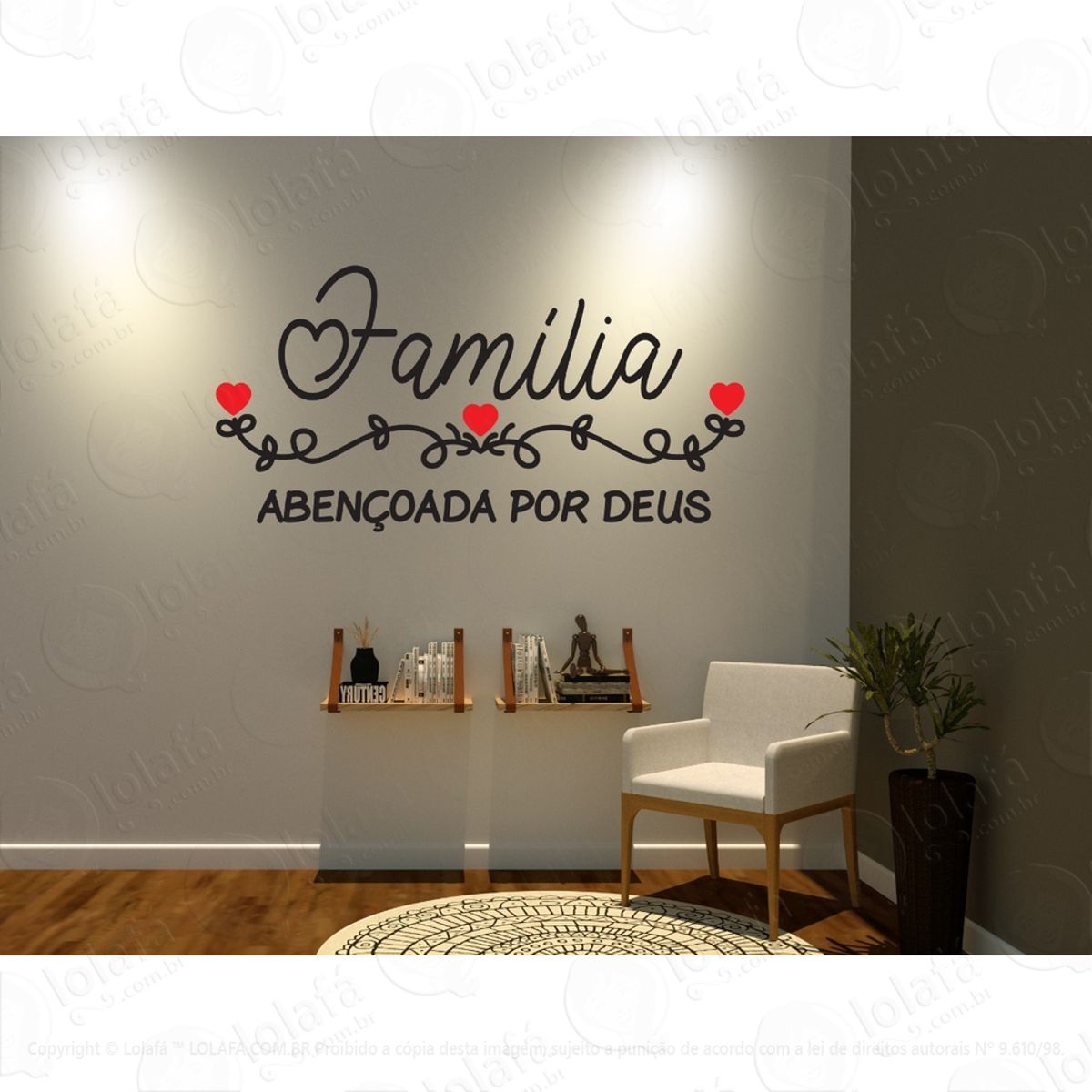 Adesivo De Parede Família Abençoada Por Deus Mod:1638