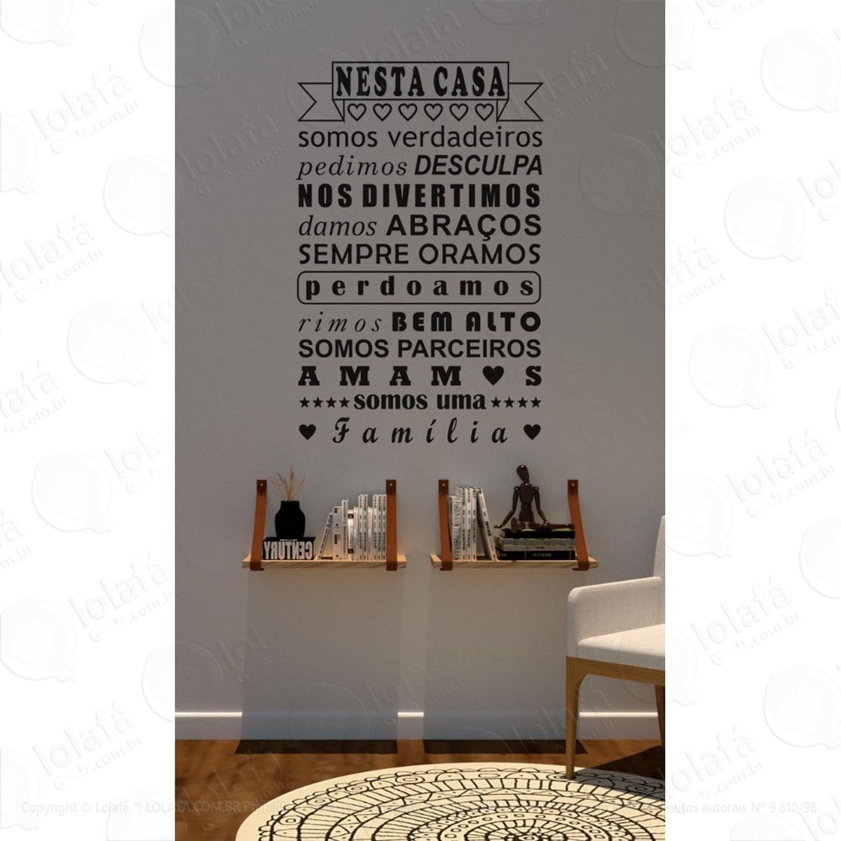 Adesivo Decorativo Parede Frases Família Cristã Mod:1646