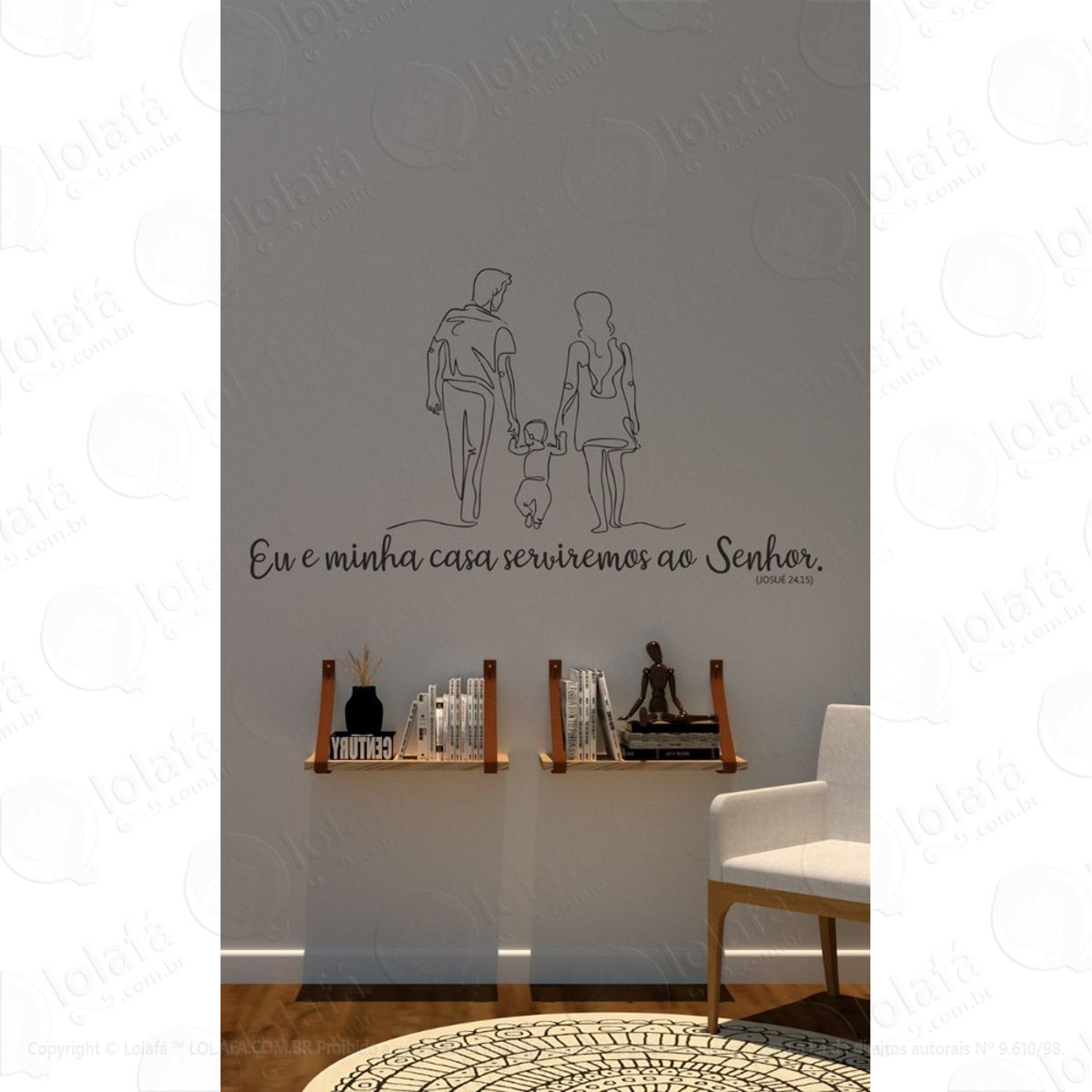 Adesivo Decorativo Parede Eu E Minha Casa Serviremos Mod:1677