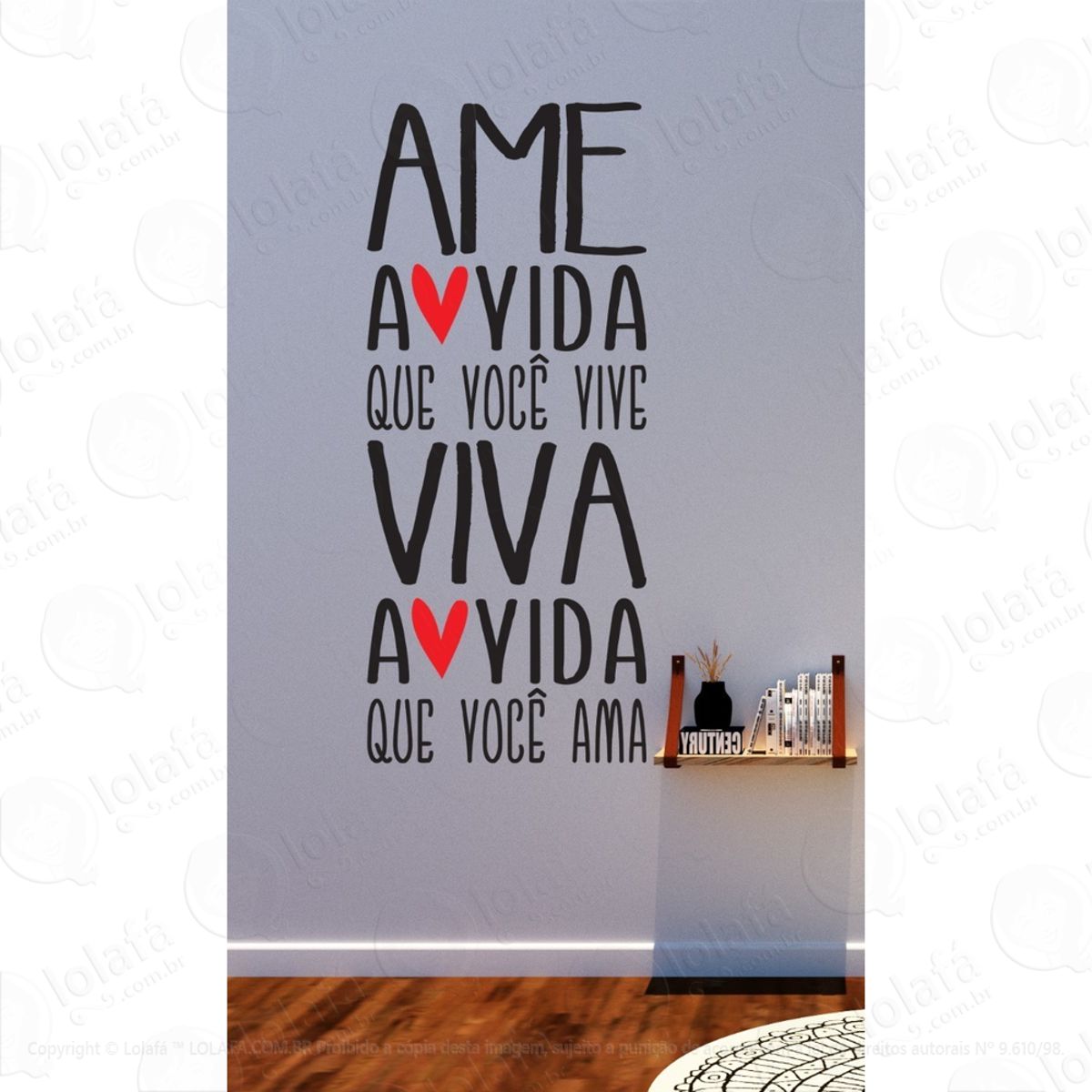 Adesivo Parede Frase Bob Marley Ame A Vida Que Você Vive Mod:1679