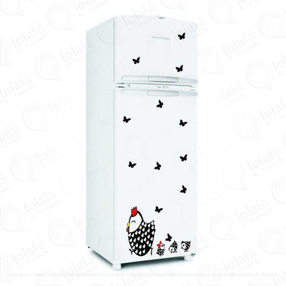 Adesivo Geladeira Parede Cozinha Galinha Pintinhos Borboleta Mod:1688