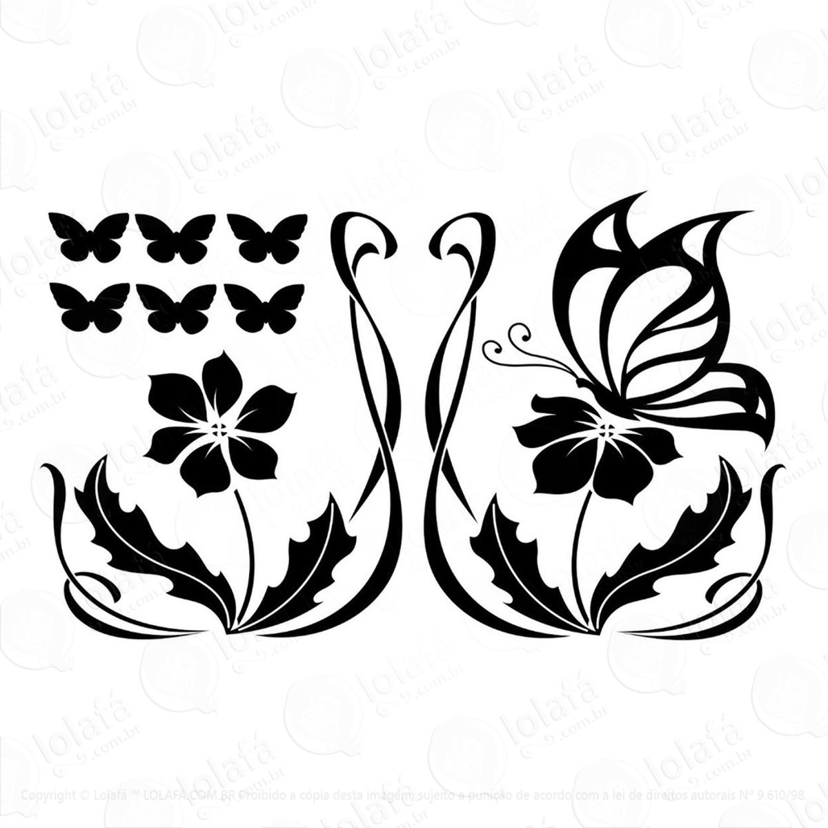 Adesivos De Geladeira Parede Cozinha Floral E Borboletas Mod:1689