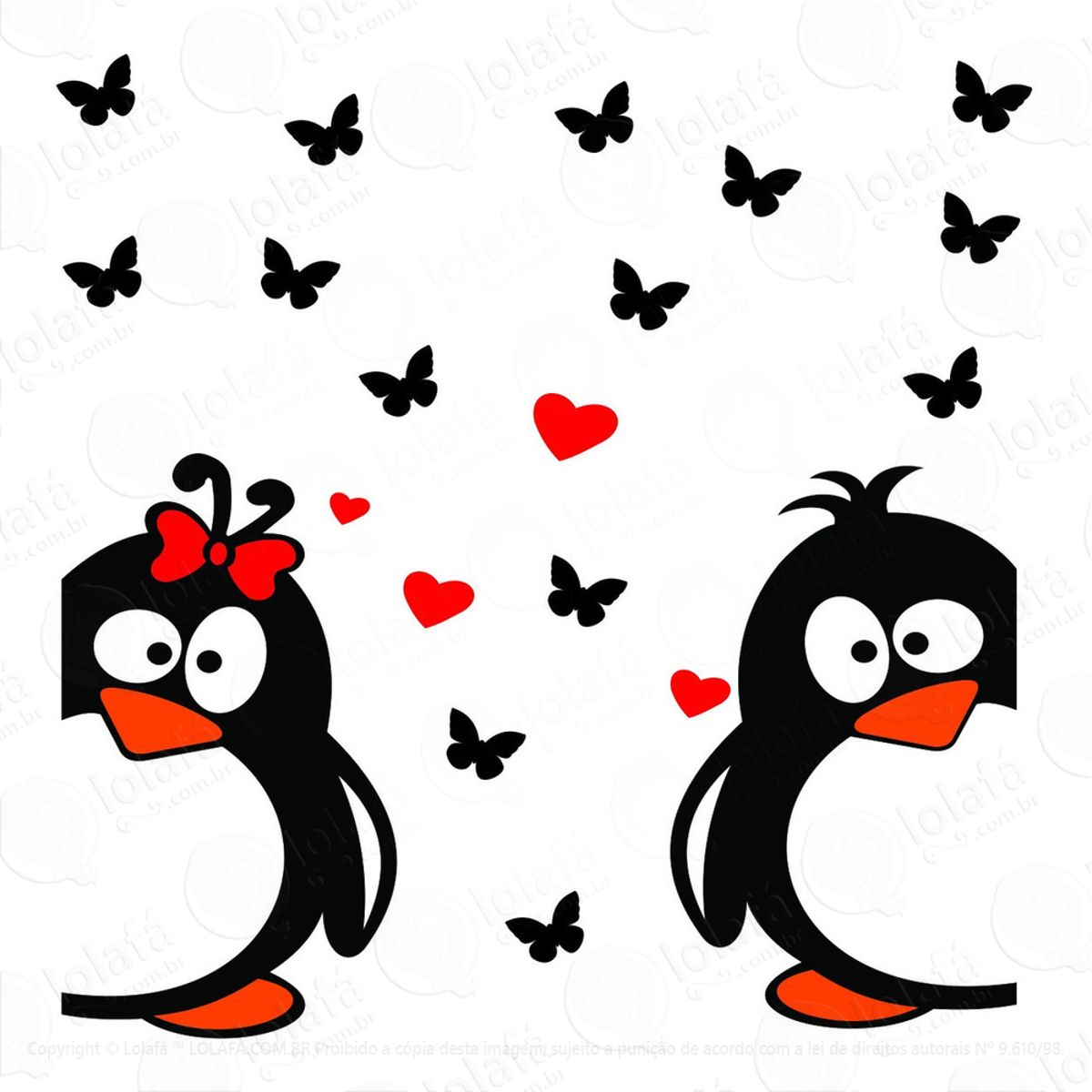Adesivos De Geladeira Parede Cozinha Pinguins E Borboletas Mod:1699
