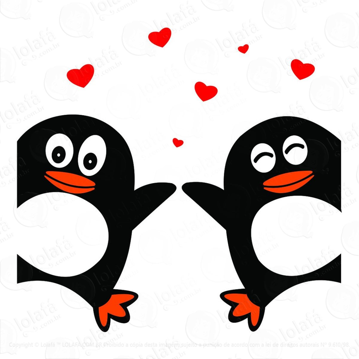 Adesivos De Geladeira Parede Cozinha Pinguins E Corações Mod:1742