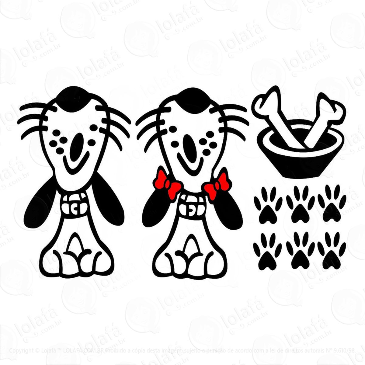 Adesivo Geladeira Parede Cozinha Dois Cachorros Com Ossinho Mod:1757