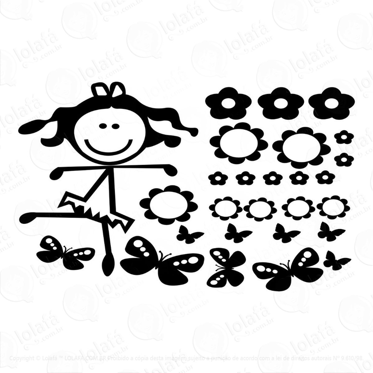 Adesivos De Geladeira Parede Quarto Infantil Menina Flores Mod:1759