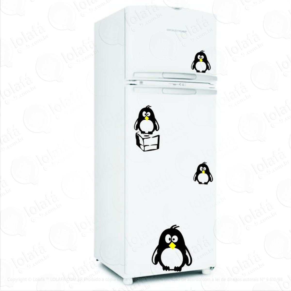Adesivo Geladeira Parede Cozinha Pinguins Gelo Mod:1800