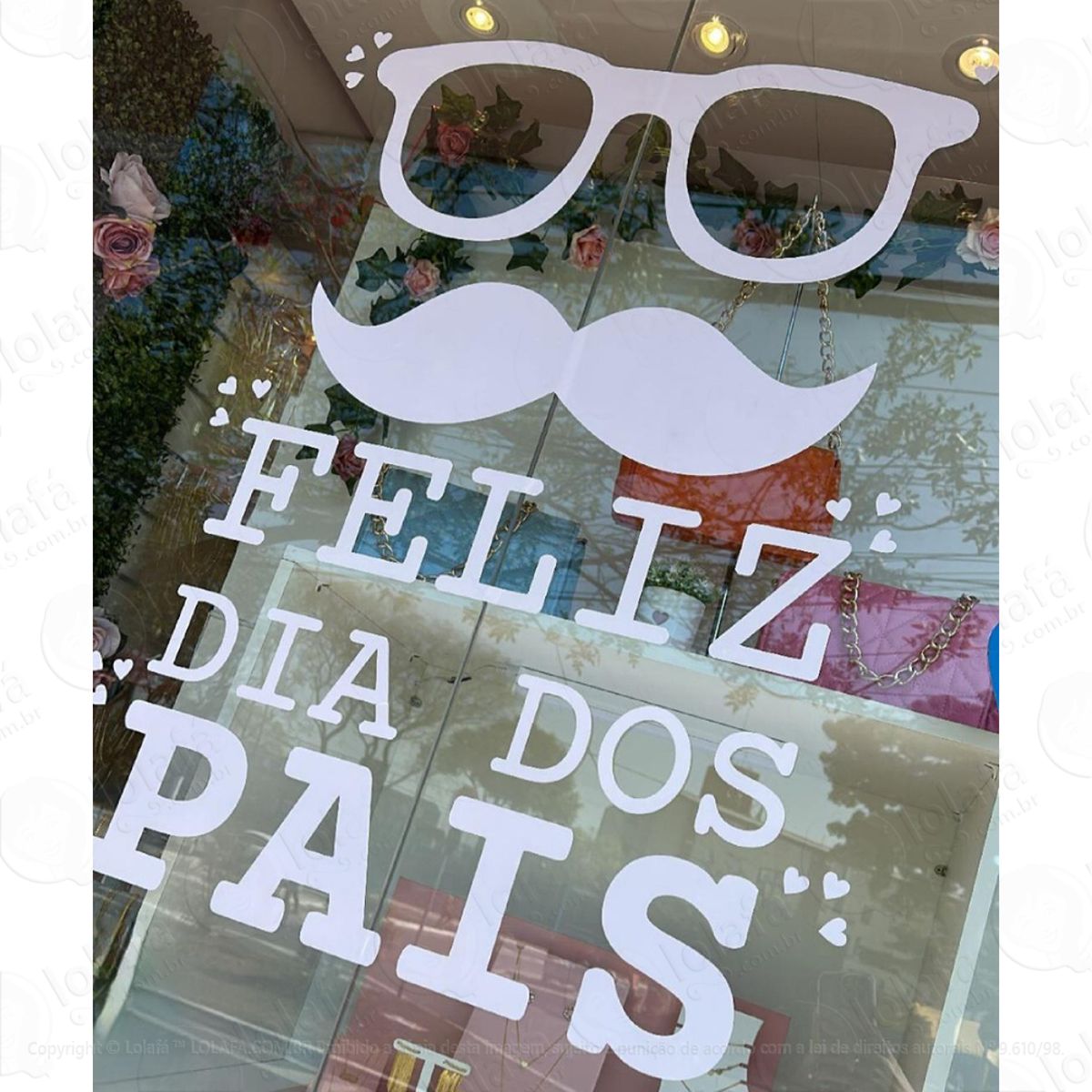 adesivo decorativo vitrine feliz dia dos pais Óculos bigode mod:1818