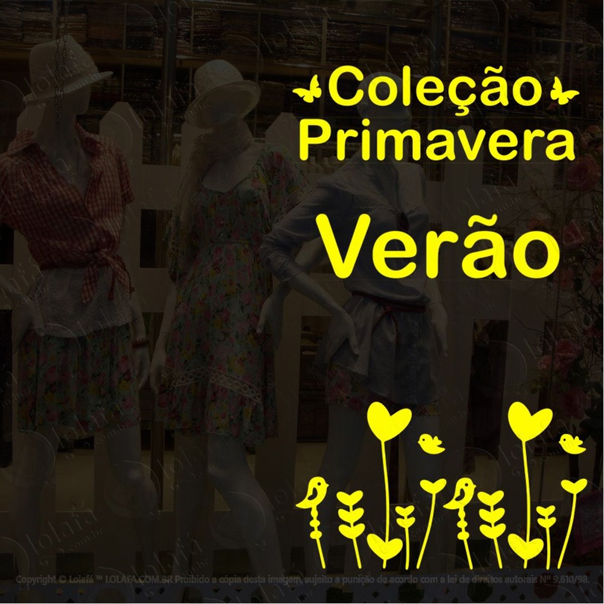 Adesivo Decorativo Vitrine Coleção Primavera Verão Pássaros Mod:1821