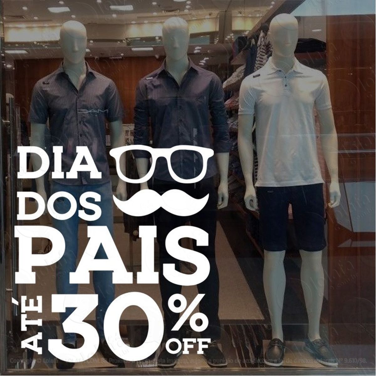 adesivo decorativo vitrine promoção dia dos pais desconto mod:1838