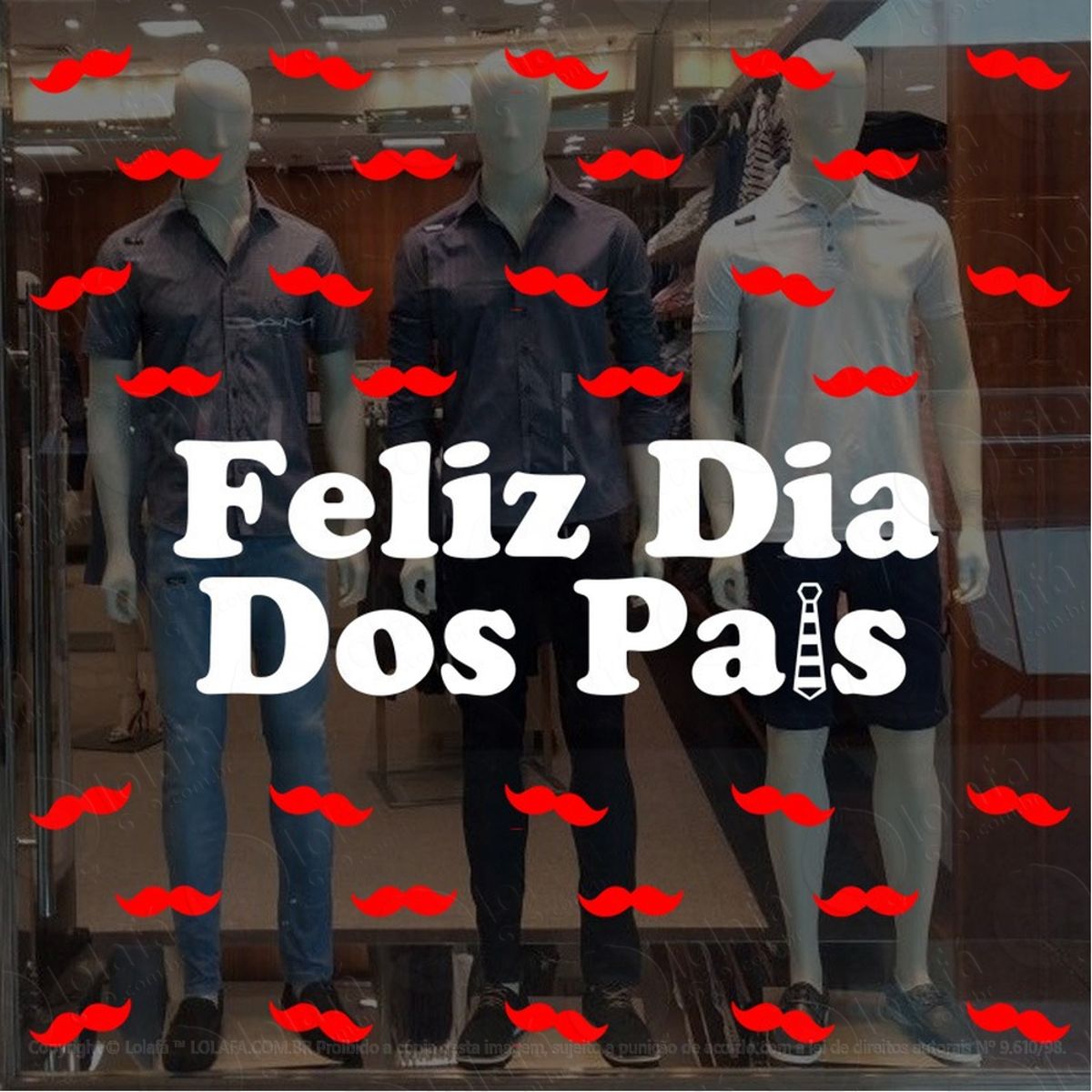 adesivo decorativo vitrine feliz dia dos pais mustache mod:1840