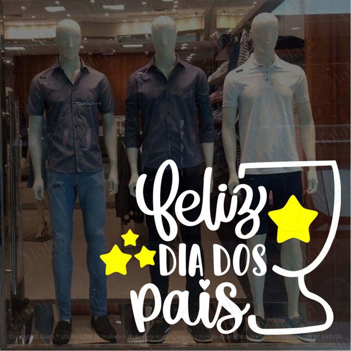 adesivo decorativo vitrine feliz dia dos pais troféu mod:1841