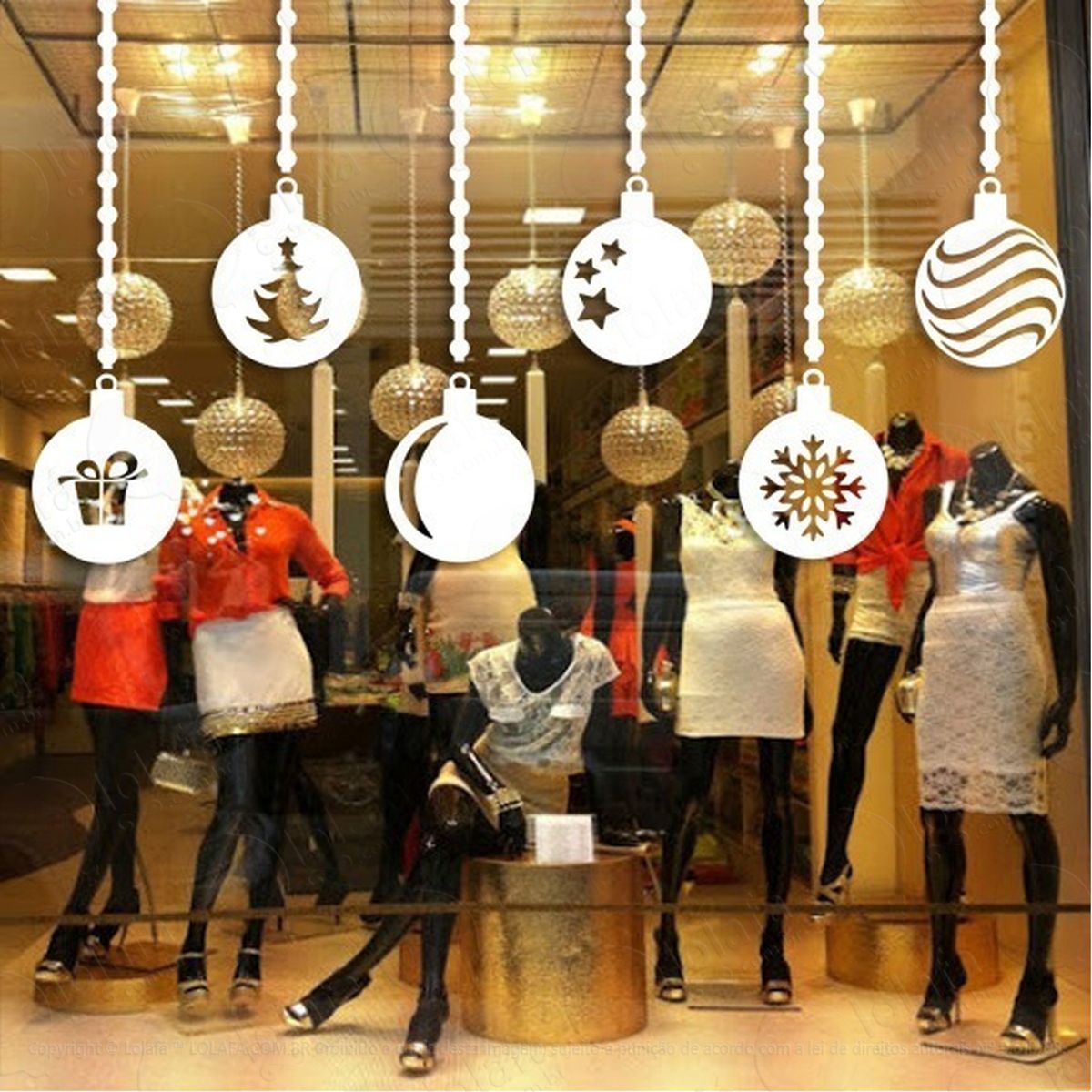 Adesivo Decorativo Vitrine Bolas De Natal Mod:1849