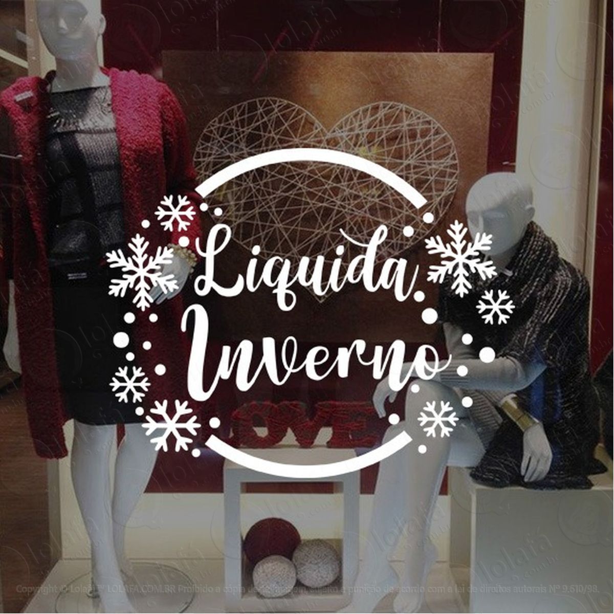 adesivo decorativo vitrine liquida inverno flocos redondo mod:1865