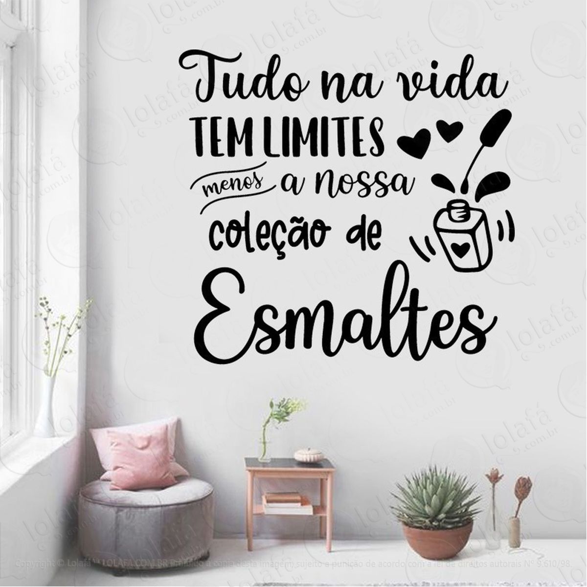 Adesivo De Parede Frase Manicure Coleção De Esmaltes Mod:1872