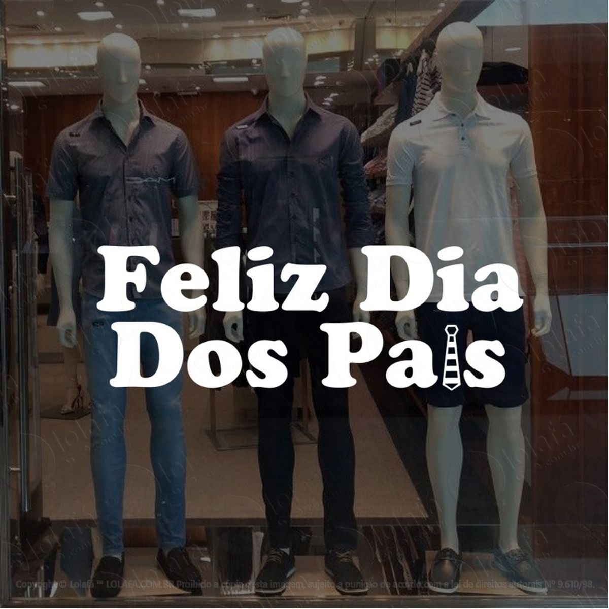 adesivo para vitrine loja feliz dia dos pais simples mod:1889