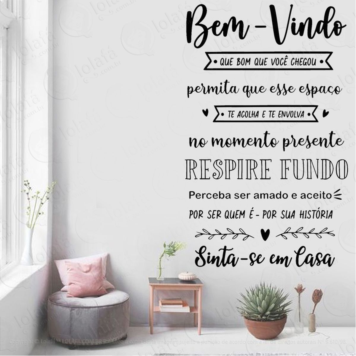 Adesivo De Parede Frase Bem Vindo Que Bom Que Você Chegou Mod:1910
