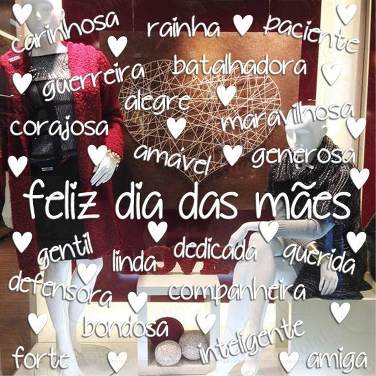Adesivo Decorativo Vitrine Feliz Dia Das Mães Palavras Mod:1912
